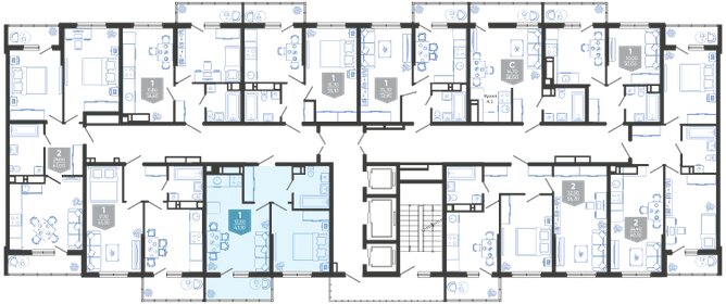 42,5 м², 1-комнатная квартира 7 911 375 ₽ - изображение 33