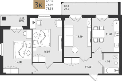 73,5 м², 3-комнатная квартира 9 500 000 ₽ - изображение 61