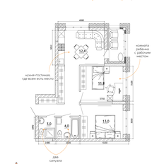 Квартира 59,1 м², 2-комнатная - изображение 3