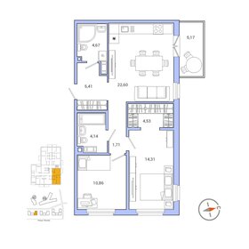 70,7 м², 2-комнатная квартира 10 402 624 ₽ - изображение 18