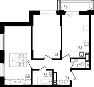 68,1 м², 2-комнатная квартира 10 027 725 ₽ - изображение 20