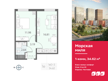 Квартира 34,6 м², 1-комнатная - изображение 1