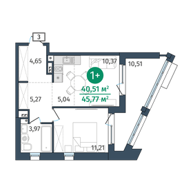 Квартира 40,5 м², 1-комнатная - изображение 1