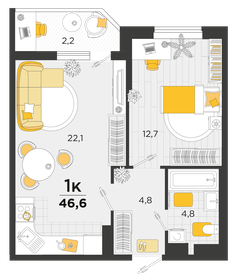 47,4 м², 1-комнатная квартира 7 290 120 ₽ - изображение 17