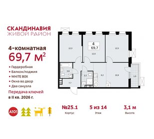 71,6 м², 4-комнатная квартира 18 709 436 ₽ - изображение 16