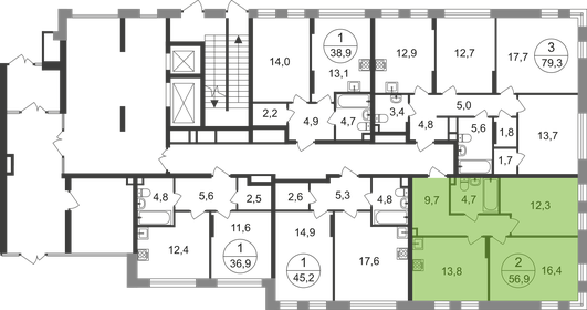 51,3 м², 2-комнатная квартира 14 300 000 ₽ - изображение 100