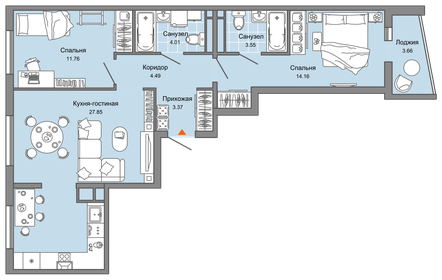 Квартира 81 м², 3-комнатная - изображение 1