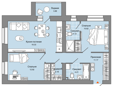 61,4 м², 3-комнатная квартира 6 800 000 ₽ - изображение 68