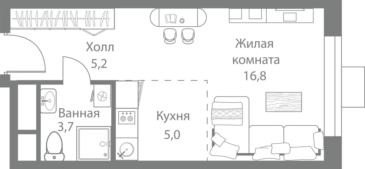 30,7 м², квартира-студия 7 659 650 ₽ - изображение 20