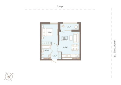 45,9 м², 1-комнатная квартира 5 800 000 ₽ - изображение 22