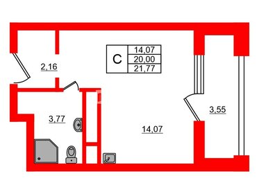 Квартира 20 м², студия - изображение 1