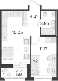 36,5 м², 1-комнатная квартира 7 299 999 ₽ - изображение 45