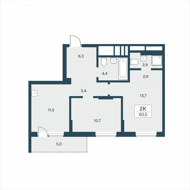 Варианты планировок ЖК «Расцветай на Учительской» - планировка 5