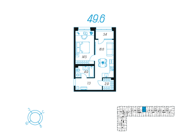 50 м², 1-комнатная квартира 8 299 000 ₽ - изображение 19