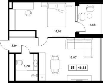 Квартира 46,9 м², 2-комнатные - изображение 1