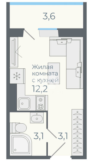 22 м², квартира-студия 3 500 000 ₽ - изображение 11