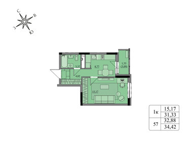 32,1 м², 1-комнатная квартира 2 900 000 ₽ - изображение 32