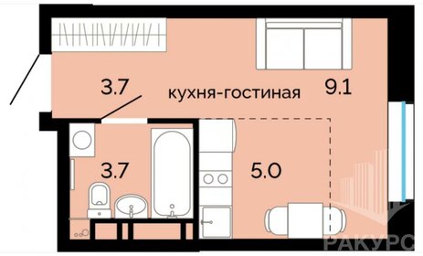 Квартира 21,5 м², студия - изображение 1