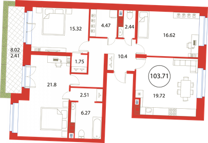 117,2 м², 3-комнатная квартира 31 810 360 ₽ - изображение 55