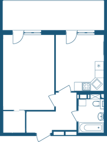Квартира 59,5 м², 1-комнатные - изображение 1
