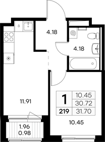 Квартира 31,7 м², 1-комнатная - изображение 1