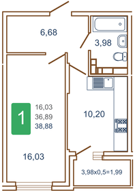 Квартира 41 м², 1-комнатная - изображение 1