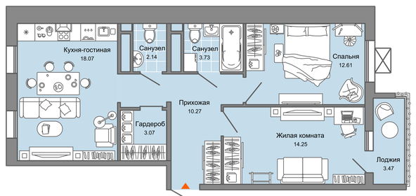 65 м², 3-комнатная квартира 5 304 012 ₽ - изображение 28