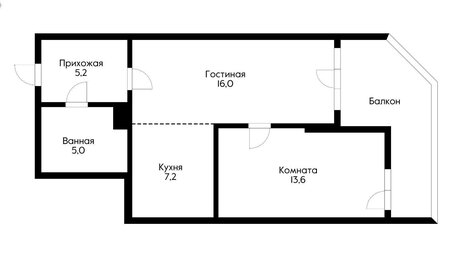 Квартира 53 м², 2-комнатная - изображение 1