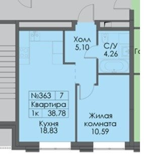 38,8 м², 1-комнатная квартира 20 990 000 ₽ - изображение 1