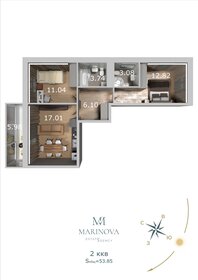 Квартира 53,9 м², 2-комнатная - изображение 2