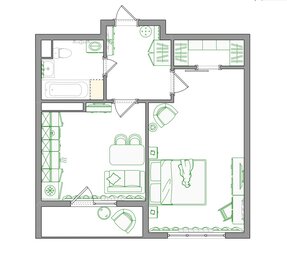 Квартира 44 м², 1-комнатная - изображение 1