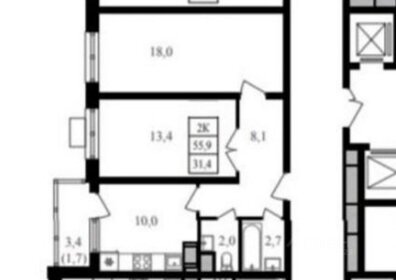 56,4 м², 2-комнатная квартира 21 544 800 ₽ - изображение 87