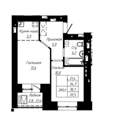 Квартира 36,1 м², 2-комнатная - изображение 4