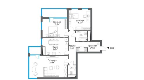 Квартира 109,8 м², 3-комнатная - изображение 5