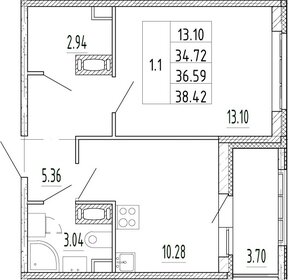 Квартира 38,4 м², 1-комнатная - изображение 1