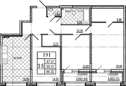 Квартира 96,2 м², 3-комнатная - изображение 1