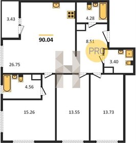 Квартира 93,5 м², 3-комнатная - изображение 1