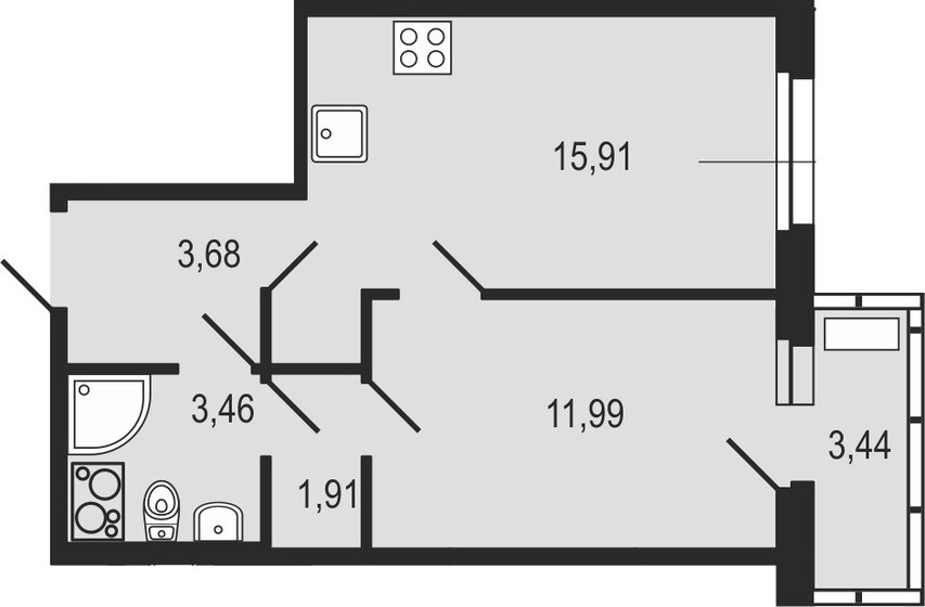 38,7 м², 1-комнатная квартира 6 300 000 ₽ - изображение 1