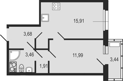 Квартира 38,7 м², 1-комнатная - изображение 1