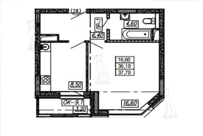 Квартира 38 м², 1-комнатная - изображение 1