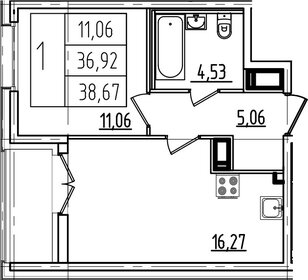 40,1 м², 1-комнатная квартира 12 418 600 ₽ - изображение 1