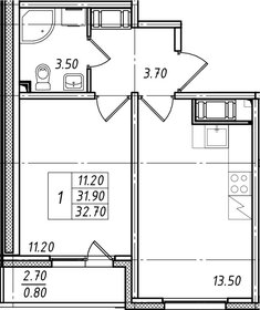 Квартира 32,7 м², 1-комнатная - изображение 1