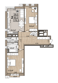 Квартира 176,3 м², 2-комнатная - изображение 1