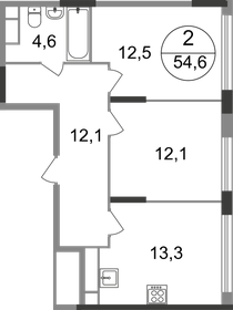 Квартира 54,6 м², 2-комнатная - изображение 1