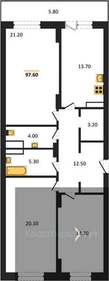 97,3 м², 3-комнатная квартира 10 897 600 ₽ - изображение 1