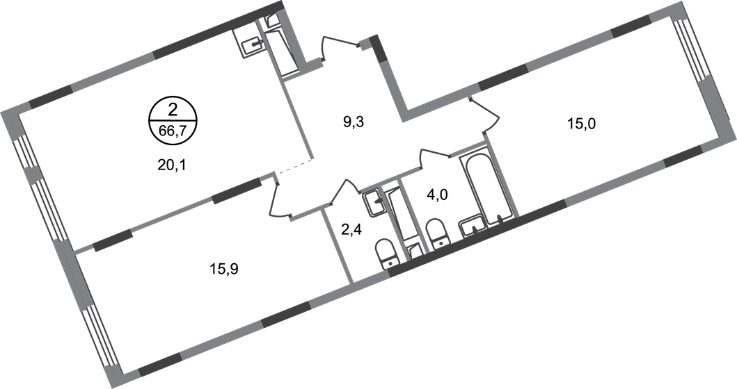 66,7 м², 2-комнатная квартира 16 587 381 ₽ - изображение 1