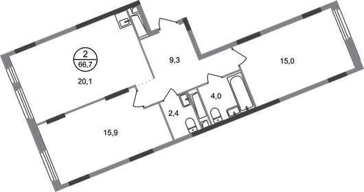 66,9 м², 2-комнатная квартира 16 544 974 ₽ - изображение 23