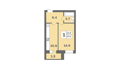 37 м², 1-комнатная квартира 4 021 900 ₽ - изображение 21