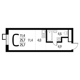 Квартира 25,7 м², студия - изображение 1