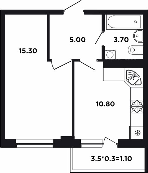 36,5 м², 1-комнатная квартира 6 387 500 ₽ - изображение 1